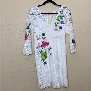 Tracy Reese Anthropology embroidered white dress.